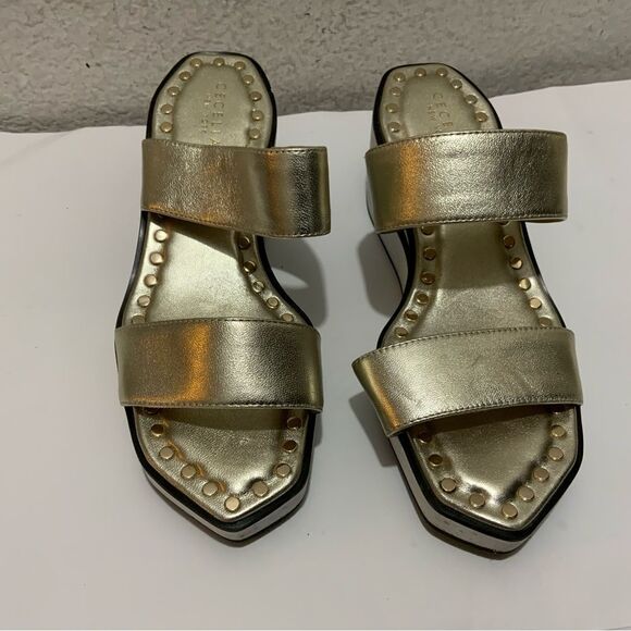 Cecelia New York Beecher Platform Sandal Metallic Gold Leather 8.5 M - Picture 3 of 12